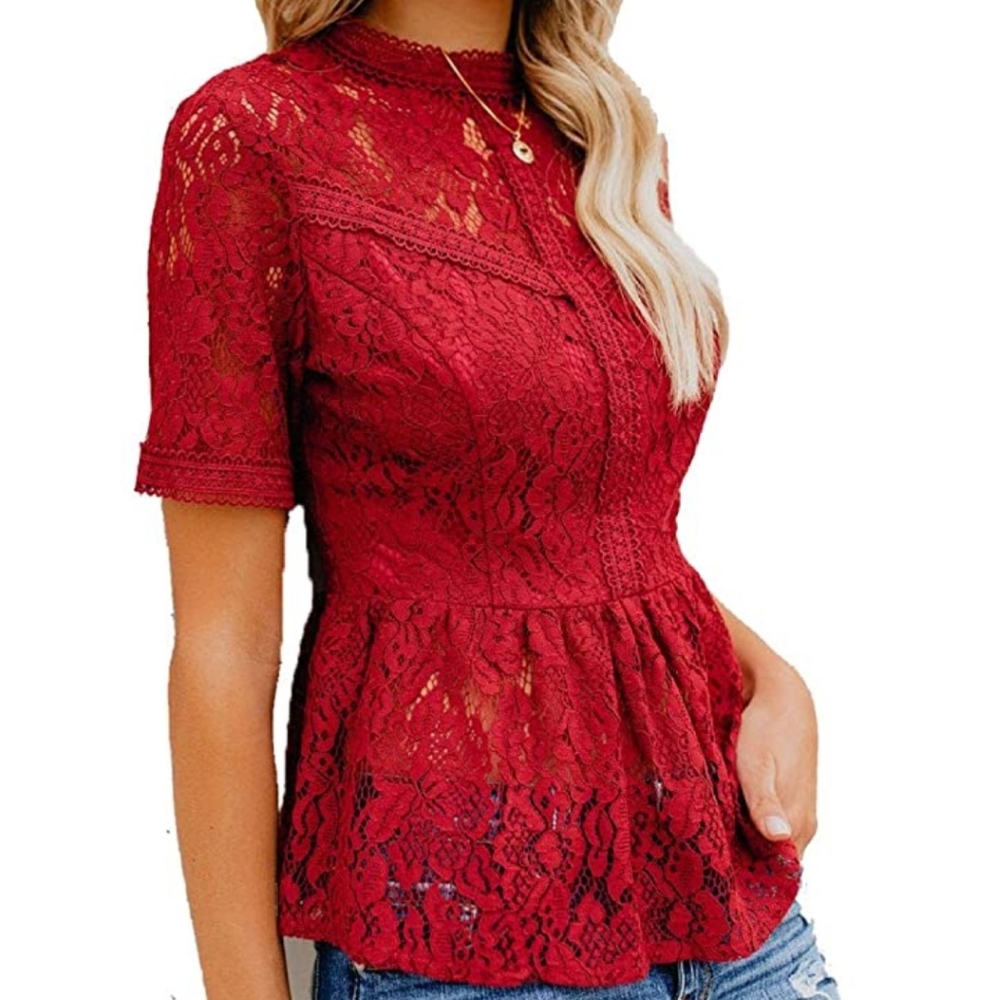 NWT!!  Peplum Lace Blouse by Tobrief